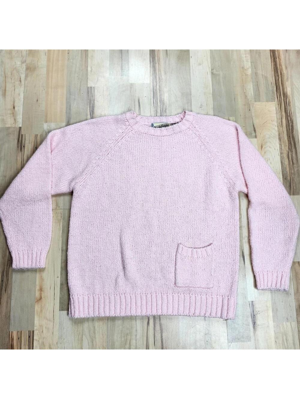 Vintage Diane Von Furstenberg Pink Chunky Knit Sweater Pocket DVF